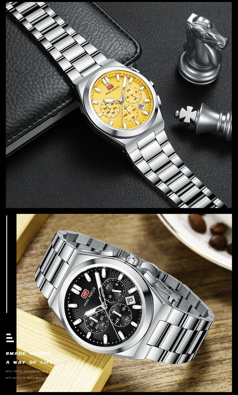 Wholesale MINI FOCUS MF0614G Men's Stainless Steel Business Watch