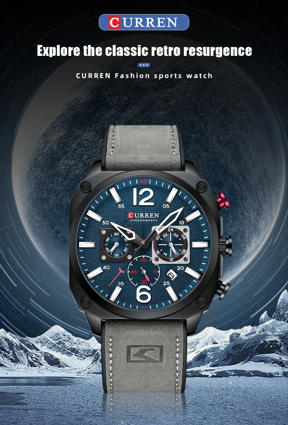 Factory Direct CURREN 8398 Men's Chronograph Leather Watch - Ready to Ship