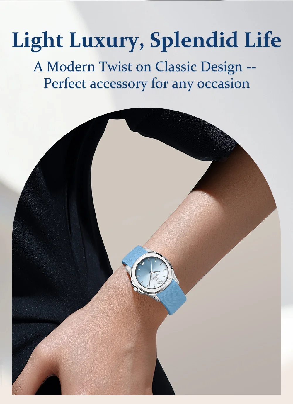 REWARD RD232267L Elegant Women's Silicone Strap Quartz Watch 30M Water Resistant