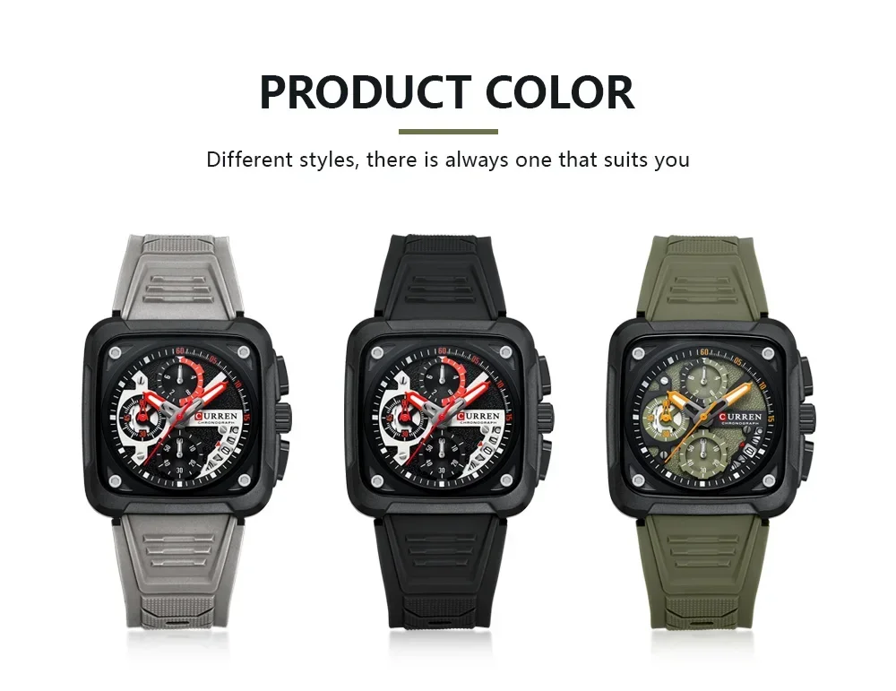 CURREN 8461 chronograph sport watch on a dark background