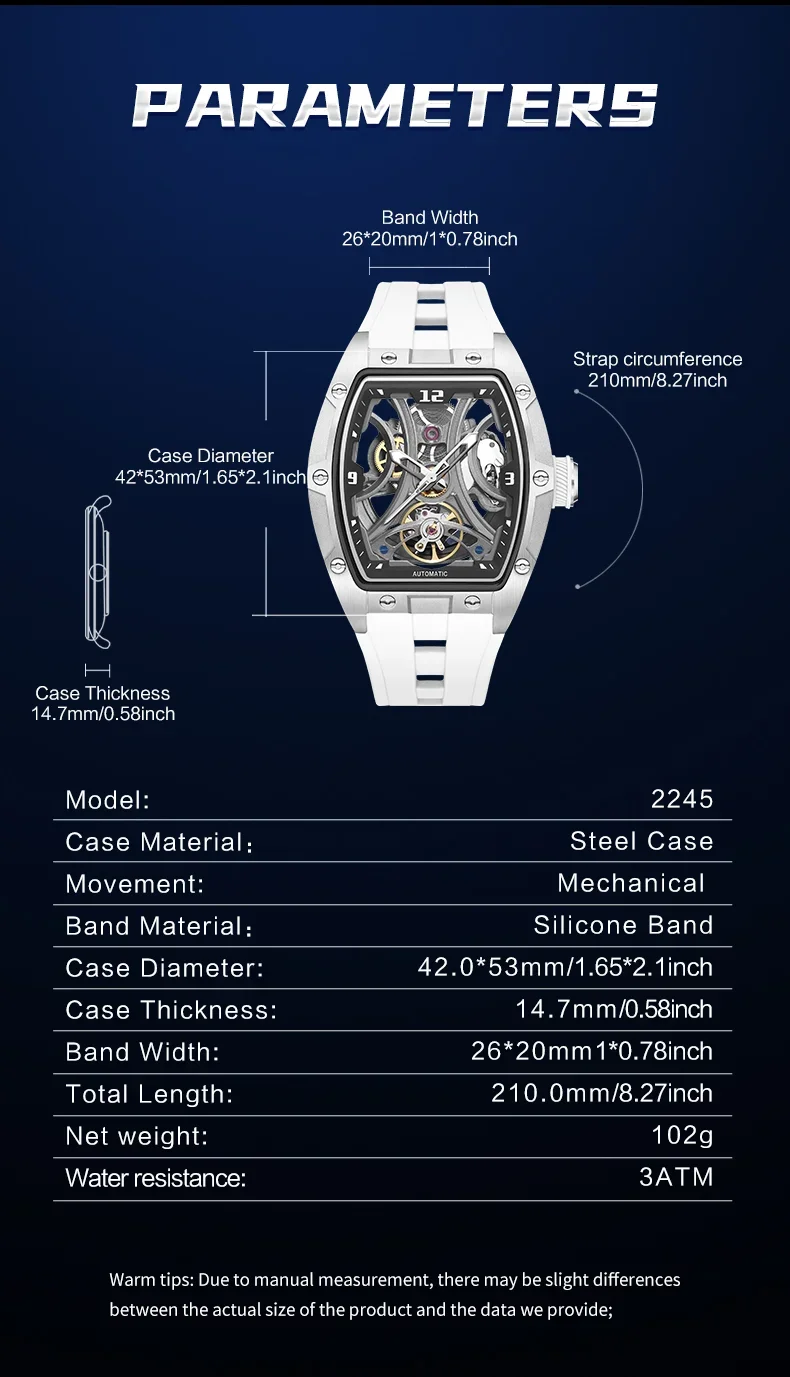 Skeleton Dial Close Up of Megir 2245G