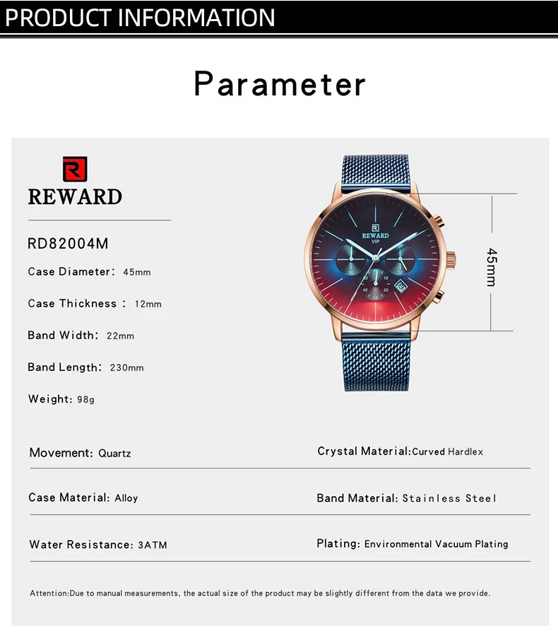 Reward RD82004M Men's Color-Changing Glass Chronograph Watch
