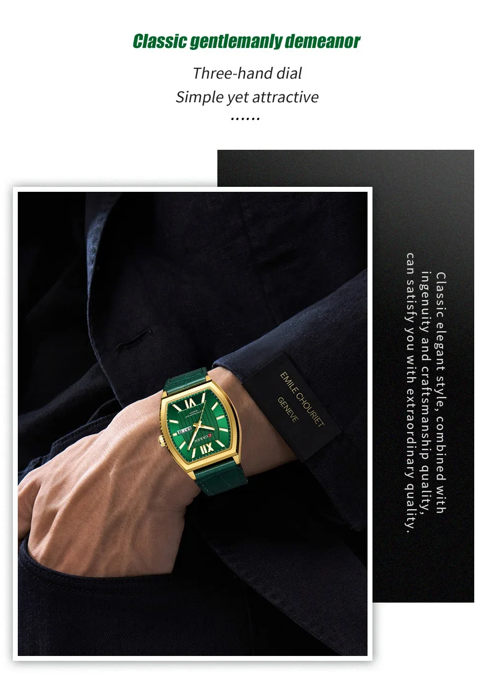 CURREN 8478 Men's Waterproof Watch: Roman Numeral Dial with Day-Date & Luminous