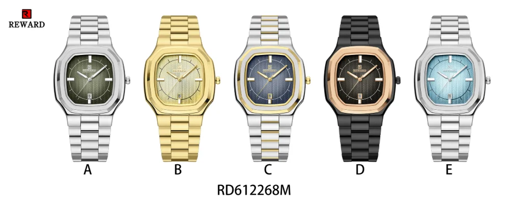 Reward Factory RD612268M square dial watch front view