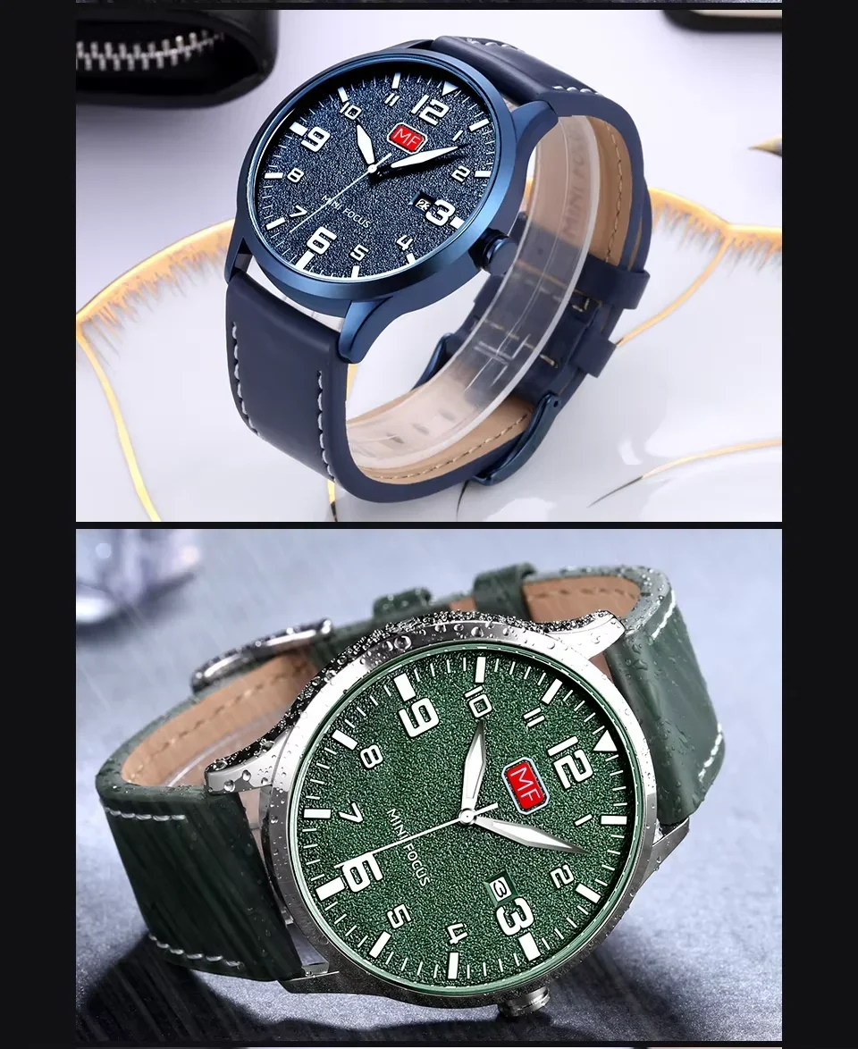 MINI FOCUS MF0158G Japan Movement Leather Quartz Men Watch Wholesale Supplier