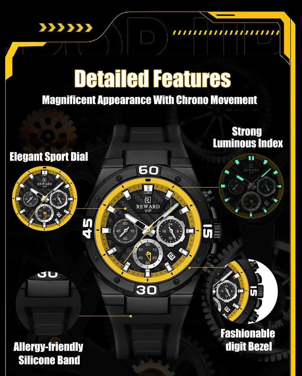 Wholesale REWARD RD83965M Chronograph Quartz Watches Auto Date
