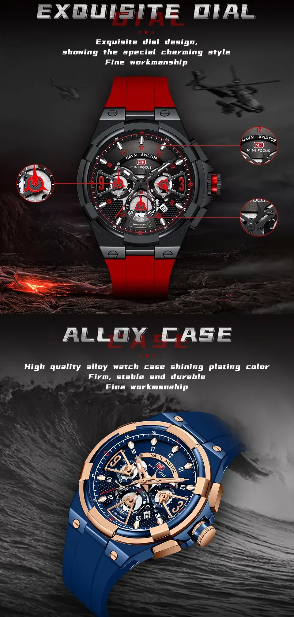 MINI FOCUS MF0402G Auto Date 3-Subdial Men's Chronograph Watches