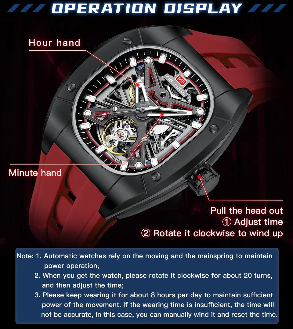 MINI FOCUS MF0618G Men's Fashion Automatic Mechanical Wristwatch