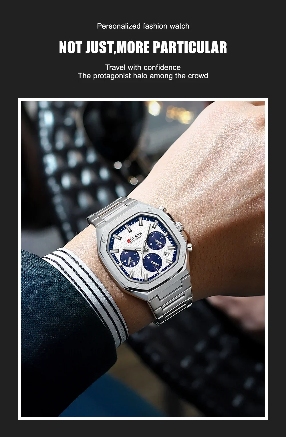 Curren 8459 Men's Watch Chronograph Classic Sport Luminous Watches