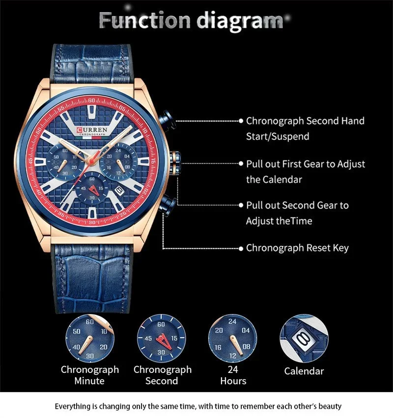 Curren 8291 Original Quartz Waterproof Mens Watch Leather Strap