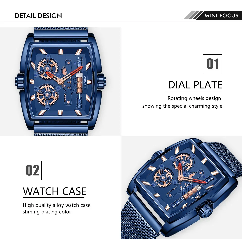 MINI FOCUS MF0322G Wholesale Steampunk Quartz Men's Watch – Ready to Ship Barrel Case Trendy Watches