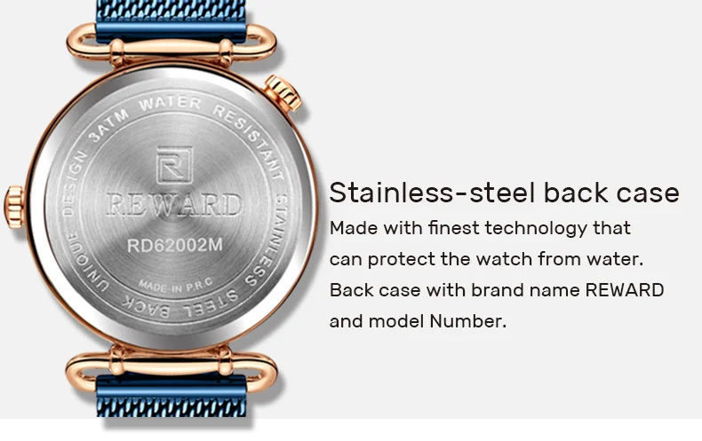 REWARD RD62002M Men's Luminous Auto Date Double Time Zone Watches