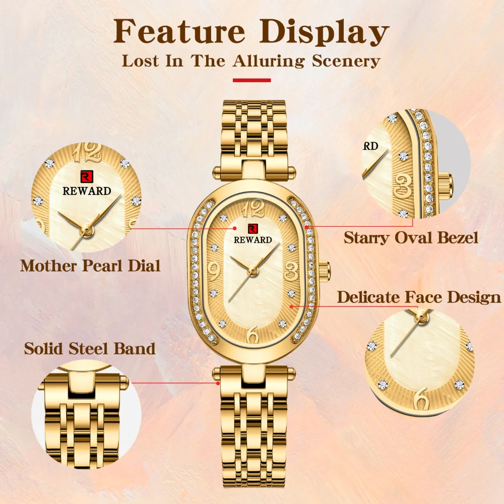 Reward RD21058L Watch Side View with Stainless Steel Band