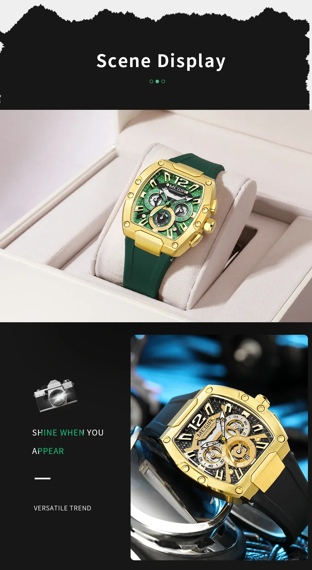 Factory Direct Megir 8112G High Quality Glow in the Dark Sport Quartz Watch