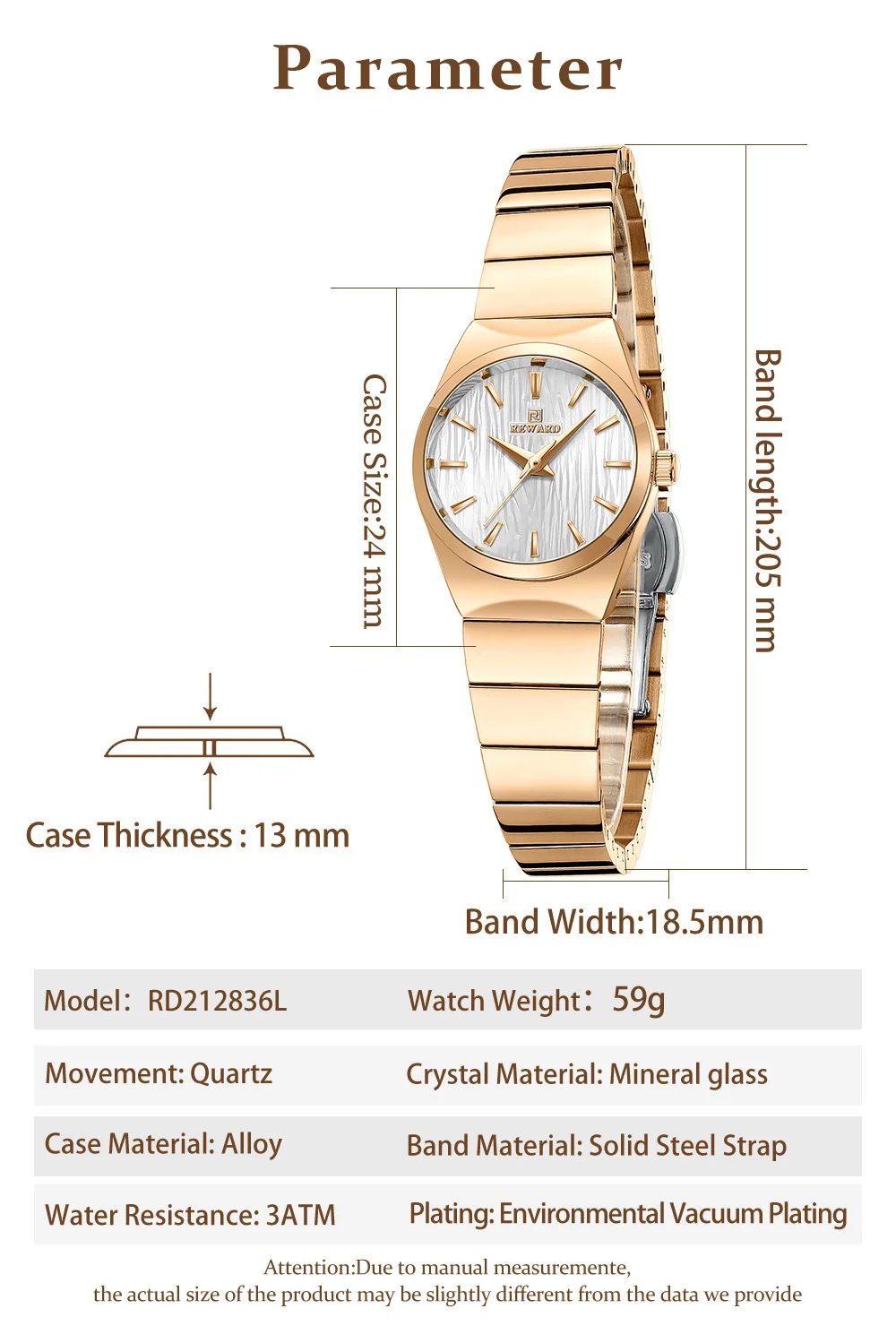 Watch with Alloy Case and Stainless Steel Band