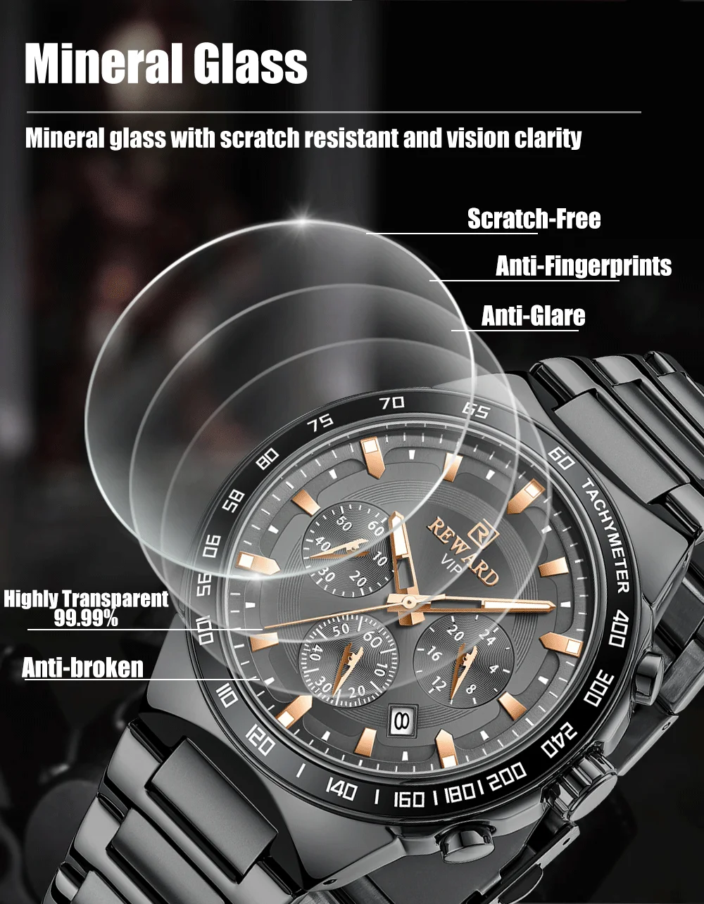 Reward RD81967M Men's watch Glow in the Dark 30M Water Resistant
