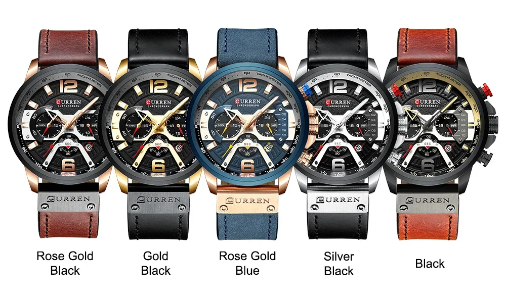 Curren 8329 Waterproof Sport Alloy Watch front view