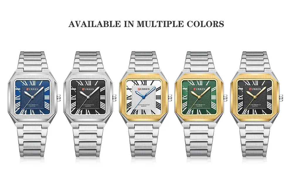 Curren 8482 Men's Luxury Square Watch
