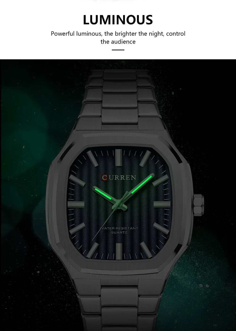 CURREN 8458 Men's Square Steel Band Quartz Watch Supplier