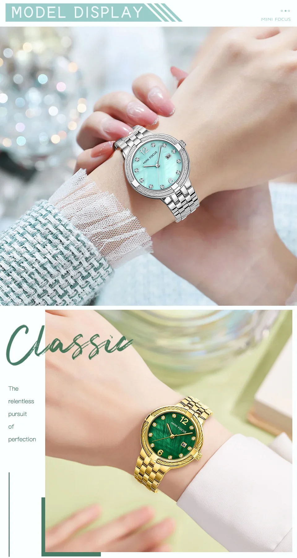 MINI FOCUS MF0626L Women's Mother of Pearl Quartz Watch with Date