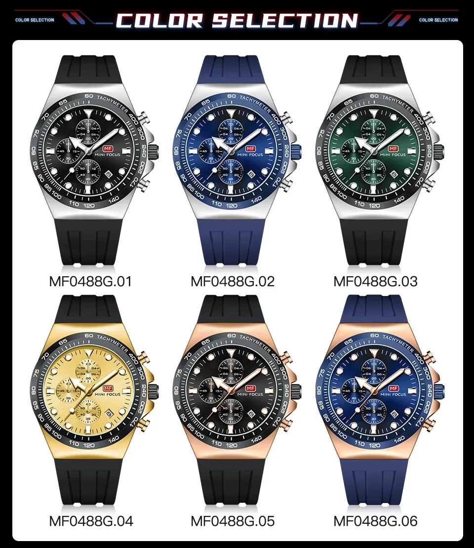 MF0488G Mini Focus men's quartz sports watch front view