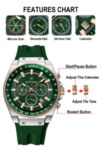 REWARD Men's 3-Subdial Chronograph Silicone Strap Watch RD833049M - 7 Image