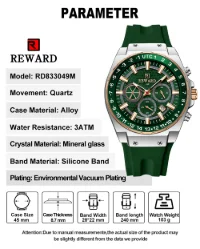 REWARD Men's 3-Subdial Chronograph Silicone Strap Watch RD833049M - 2 Image