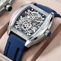 Megir 8601G Square Skeleton Automatic Mechanical Mens Watch Factory Direct - 6 Image