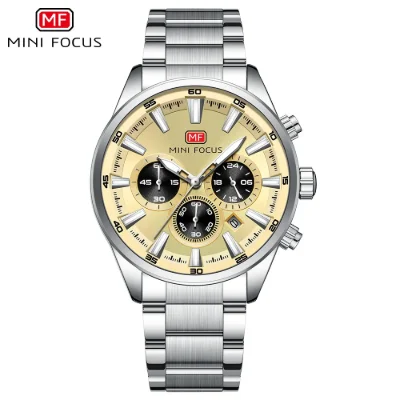 MINI FOCUS MF0634G New Men Calendar Chronograph Quartz Wristwatch