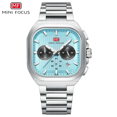 MINI FOCUS MF0622G Men's Quartz Luminous Square Watches Auto Date