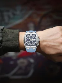 Reward RD832261M Fashion Tonneau Dial Men Watch Silicone Strap Luminous Hands - 3 Image