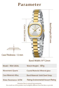 REWARD RD612826L Elegant Women's Luminous 30M Water Resistant Watch with Calendar - 6 Image