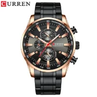 rose gold case black dial