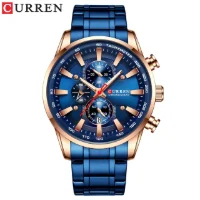 rose gold case blue dial