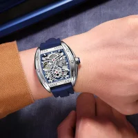 Megir 8601G Square Skeleton Automatic Mechanical Mens Watch Factory Direct - 5 Image