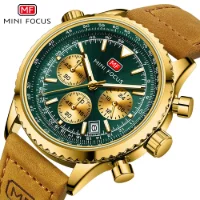 Mini Focus MF0463G Leather Straps Fashion Men Multifunction Chronograph Watches - 2 Image