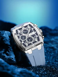 Reward RD832261M Fashion Tonneau Dial Men Watch Silicone Strap Luminous Hands - 4 Image
