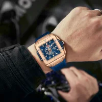 MINI FOCUS MF0475G Casual Men's Square Skeleton Dial Sports Watch - 5 Image