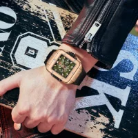 MINI FOCUS MF0475G Casual Men's Square Skeleton Dial Sports Watch - 6 Image