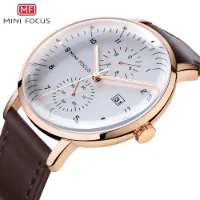 MINI FOCUS MF0052G Curved Glass Leather Quartz Men Watch Wholesale Supplier - 2 Image