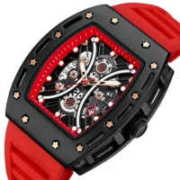 Wholesale MINI FOCUS MF0420G Men's Tonneau Quartz Watch – Curved Crystal Skeleton Dial Sport Watch Supplier - 4 Image
