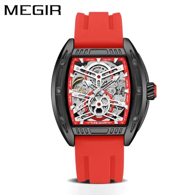 Megir 8601G Square Skeleton Automatic Mechanical Mens Watch Factory Direct