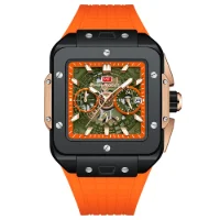 MINI FOCUS MF0475G Casual Men's Square Skeleton Dial Sports Watch - 9 Image