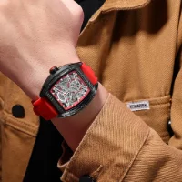 Megir 8601G Square Skeleton Automatic Mechanical Mens Watch Factory Direct - 4 Image