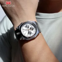 MINI FOCUS MF0601G Wholesale Men's Retro Quartz Watch-Luminous Pulsometer Chronograph Steel Band - 6 Image